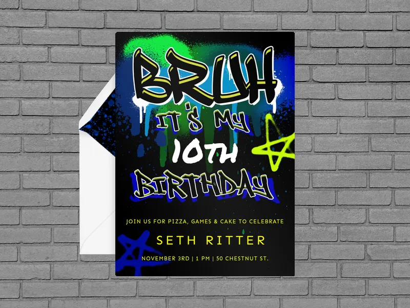 Neon Splash Invitation premium template design
