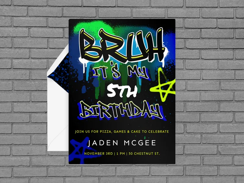 Neon Splash - 5th_birthday - Invitation