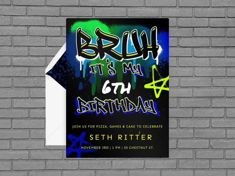 Neon Splash Invitation premium template design