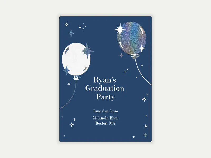 Sparkle Balloons Invitation free template design