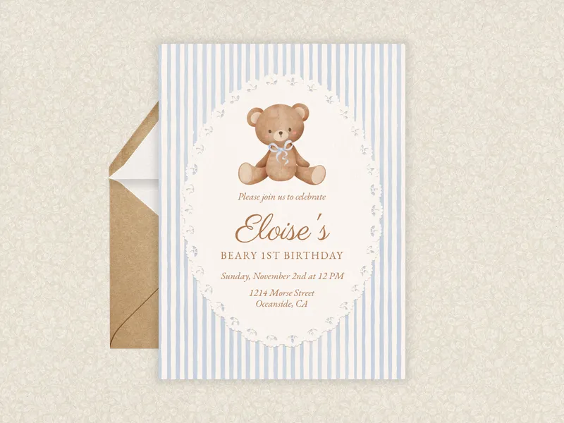 Sweet Teddy Invitation premium template design