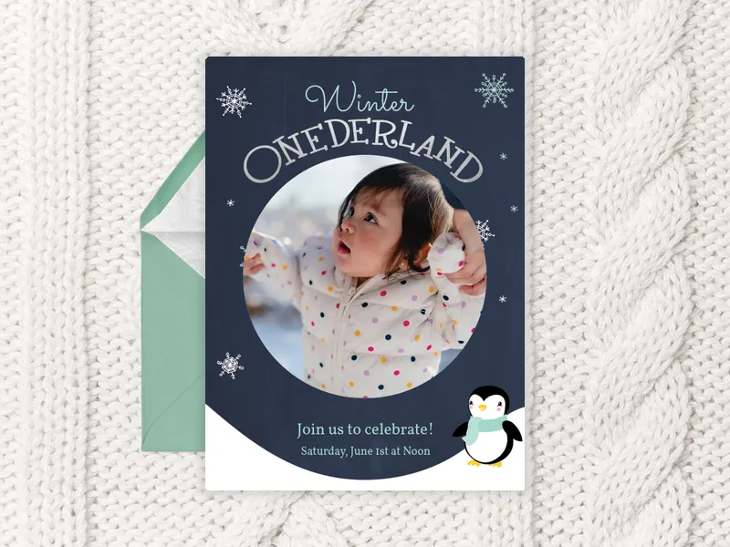 Winter ONEderland (Photo) Invitation premium template design