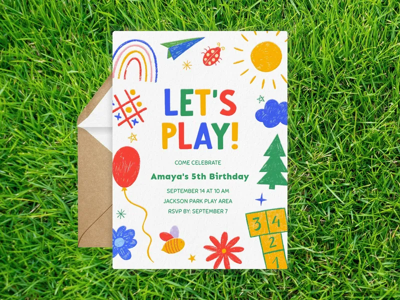 Sidewalk Chalk Invitation premium template design
