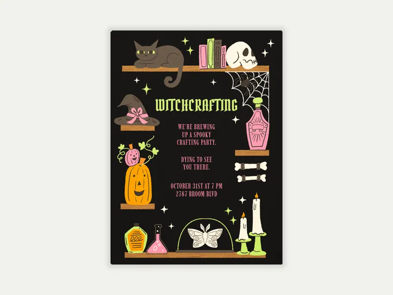 Wonderful Witchcrafting Invitation free template design