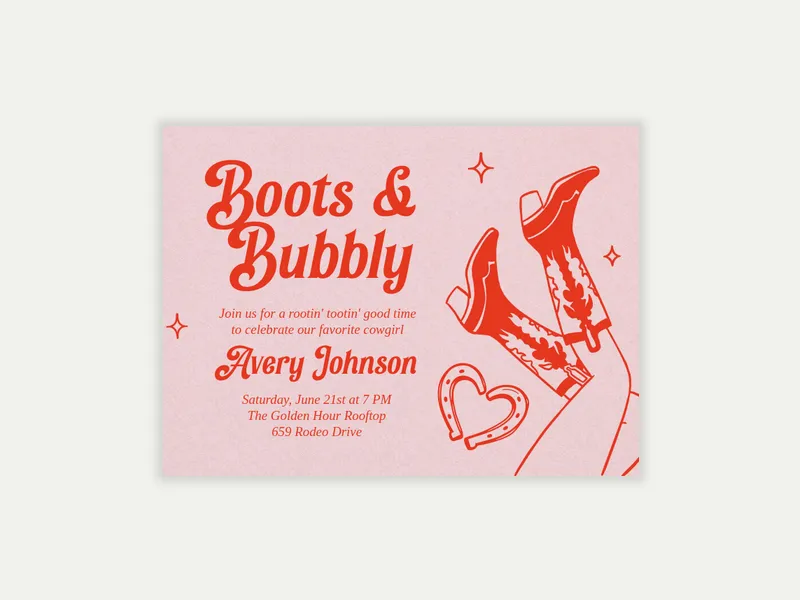 Boot Scootin’ Bash - bachelorette - Invitation
