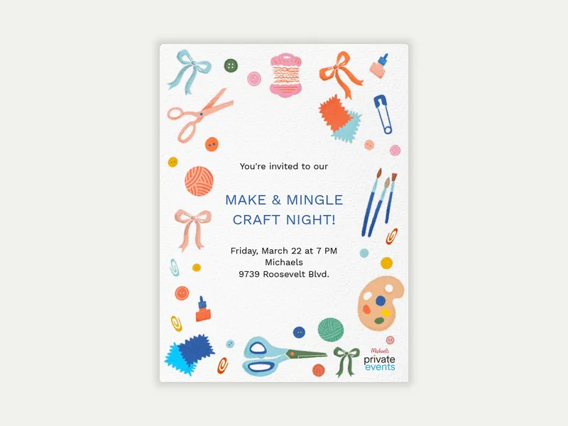 Michaels: Make & Mingle Invitation free template design