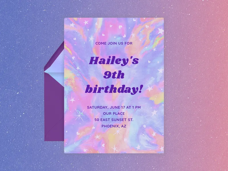 Stars, Hearts & Tie-dye Invitation premium template design