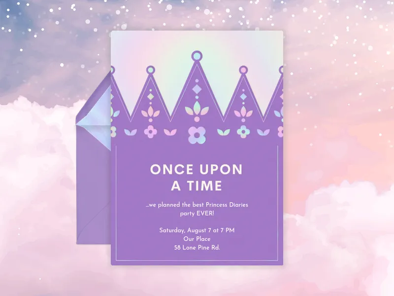 Princess Birthday Tiara Invitation premium template design