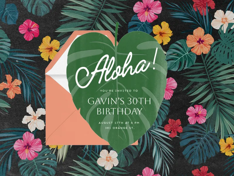 Tropical Monstera Invitation premium template design