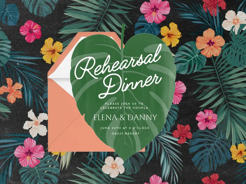 Tropical Monstera Invitation premium template design