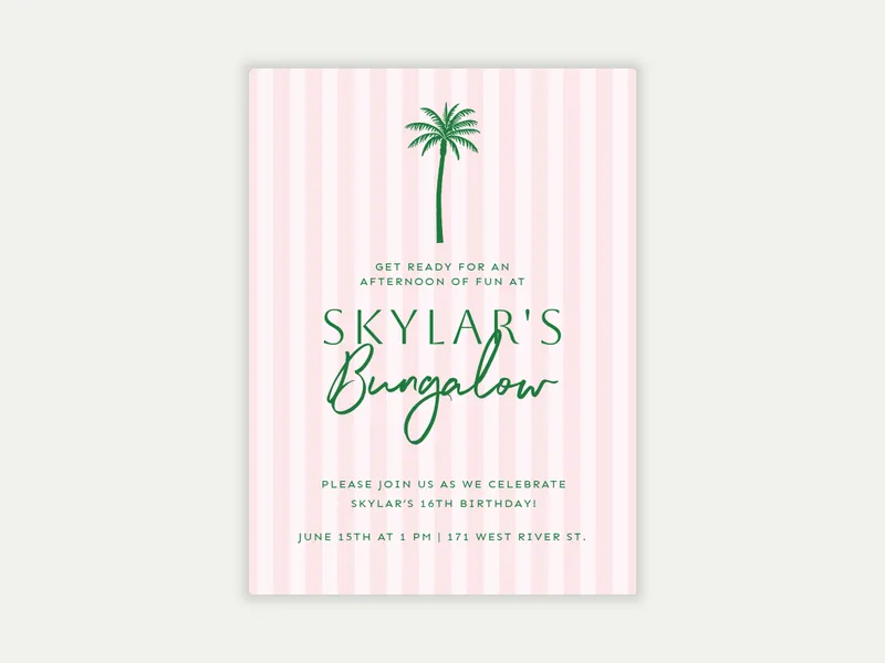 Palm Bungalow Invitation free template design