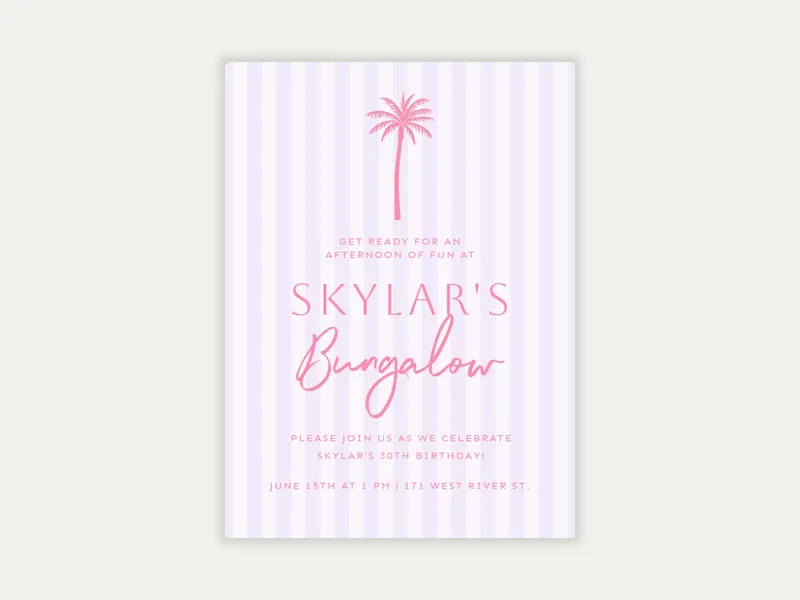 Palm Bungalow Invitation free template design