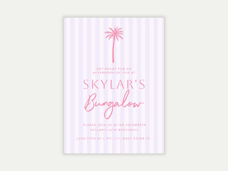 Palm Bungalow Invitation free template design