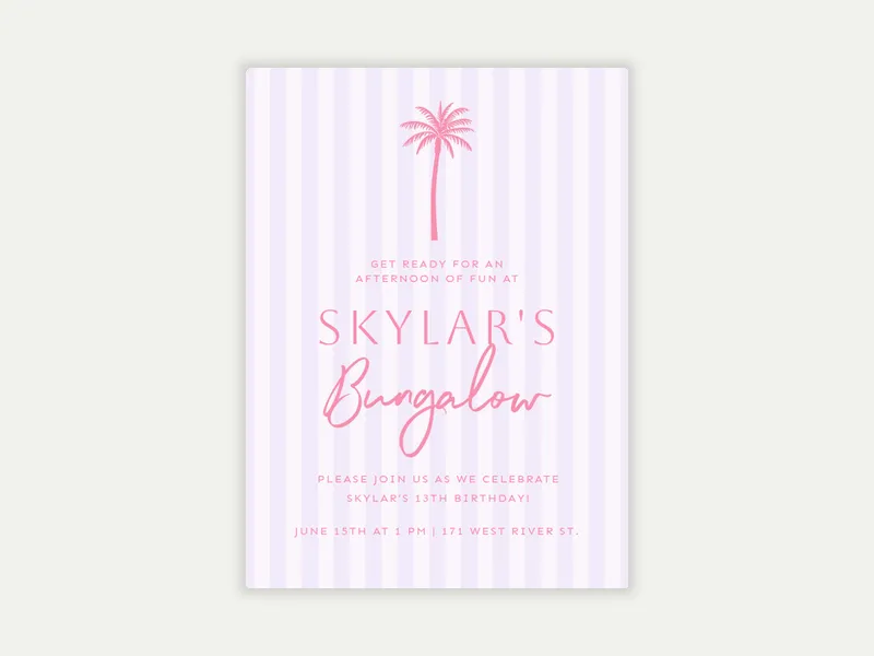 Palm Bungalow - 12th_birthday - Invitation