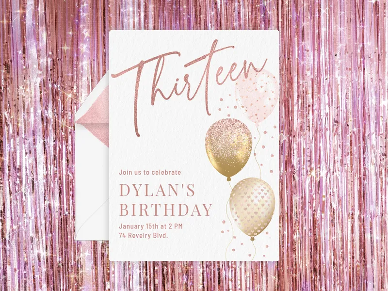Simply Shimmering - 13th_birthday - Invitation
