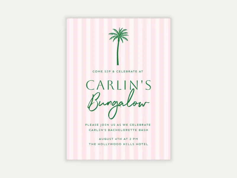 Palm Bungalow Invitation free template design