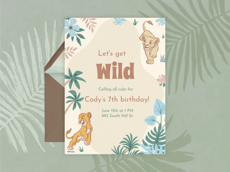 Disney’s the Lion King: Wild Cubs Invitation premium template design