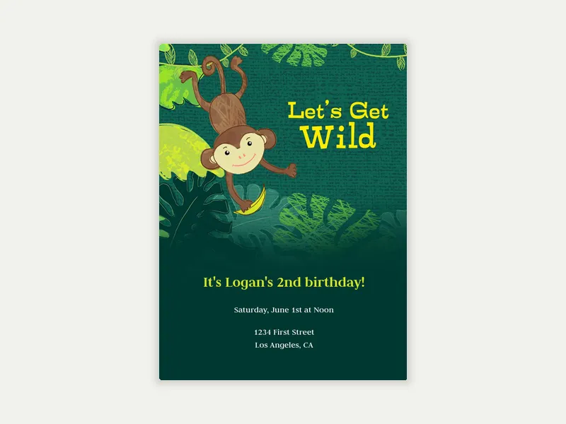 Wild Jungle Invitation free template design