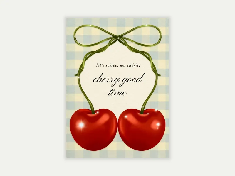 Gingham & Cherries - cocktail_party - Invitation