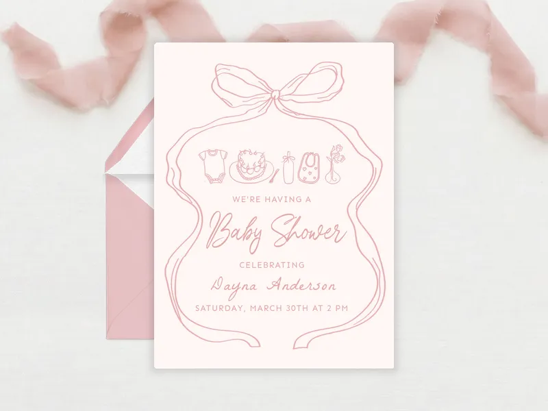Dainty Ribbon Invitation premium template design