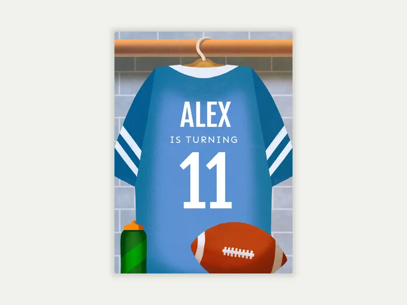 Birthday Football Jersey - 11th_birthday - Invitation