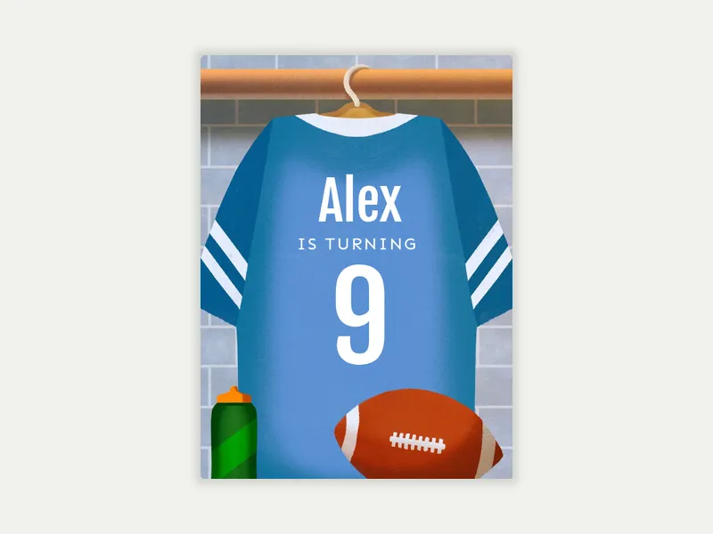 Birthday Football Jersey - 9th_birthday - Invitation