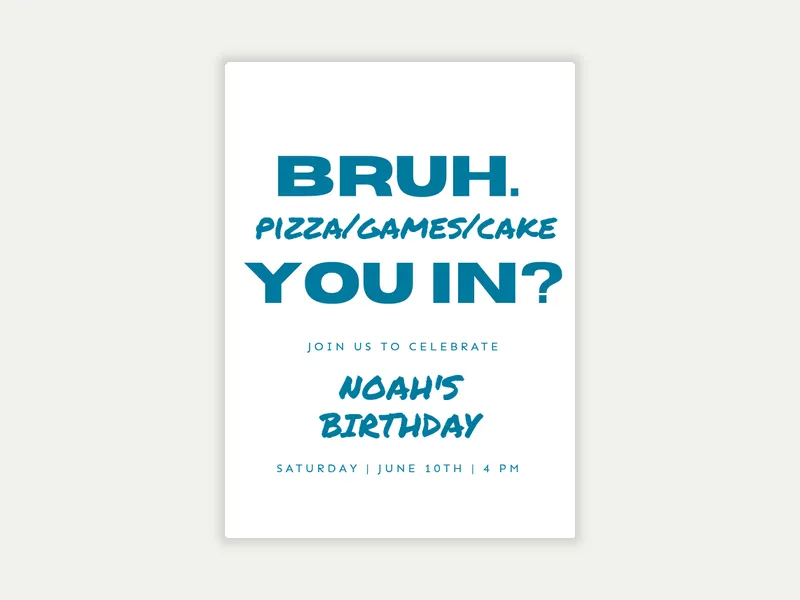Bruh You In? Invitation free template design