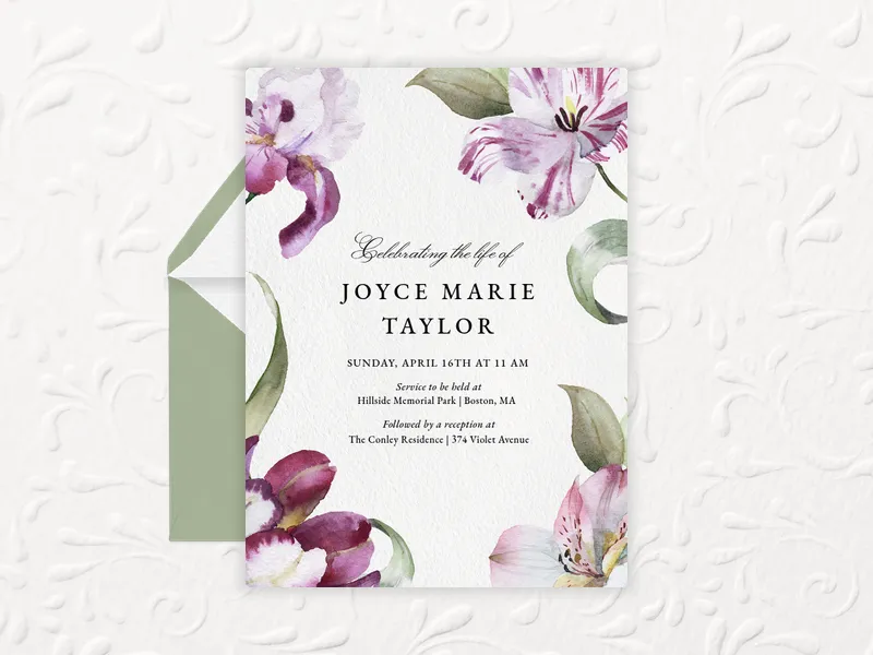 Watercolor Lilies - funeral_memorial_service - Invitation
