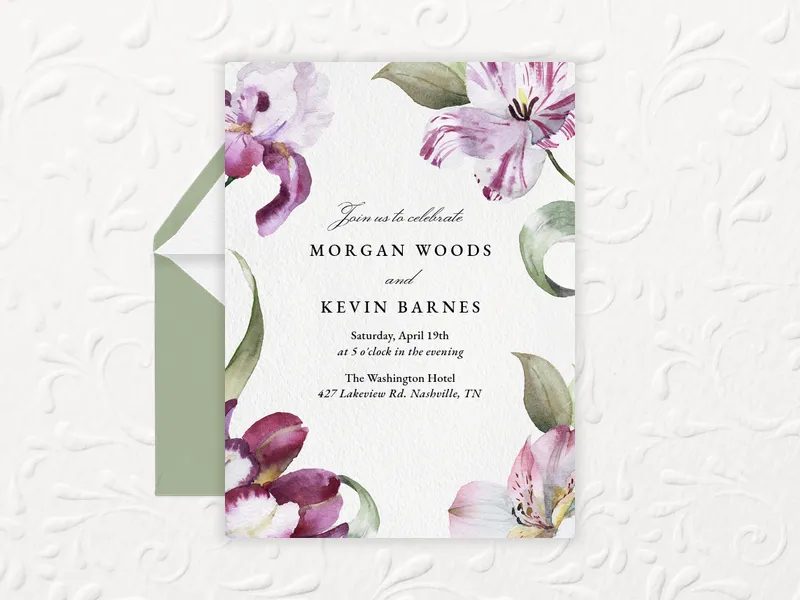 Watercolor Lilies Invitation premium template design