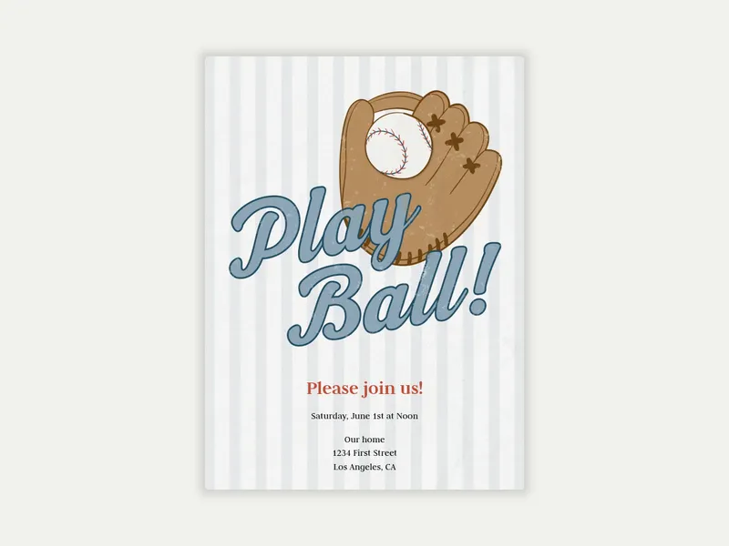 Play Ball Invitation free template design