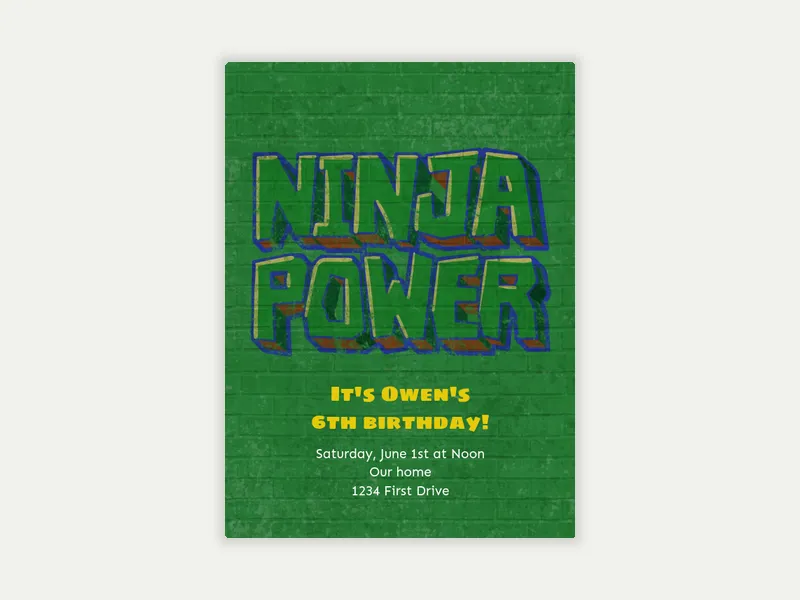 Ninja Power Invitation free template design