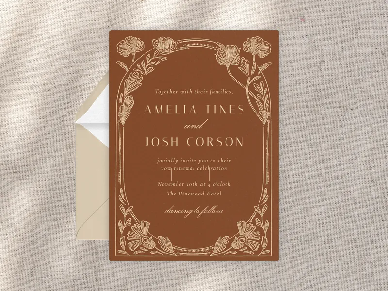Floral Etching Invitation premium template design