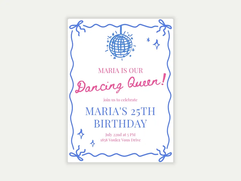 Disco Doodles Invitation free template design