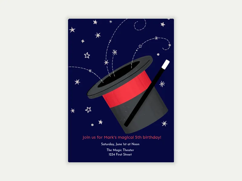 Magic Hat Invitation free template design