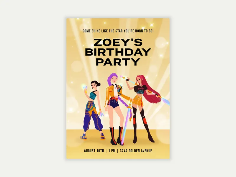 Superstar Shimmer Invitation free template design