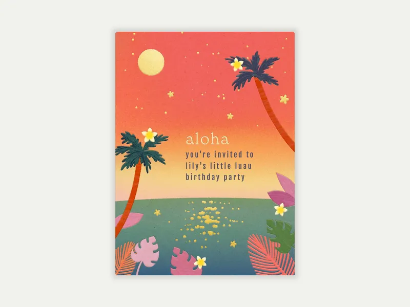 Sunset Aloha Invitation free template design