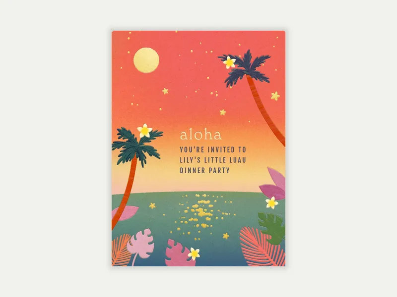 Sunset Aloha Invitation free template design