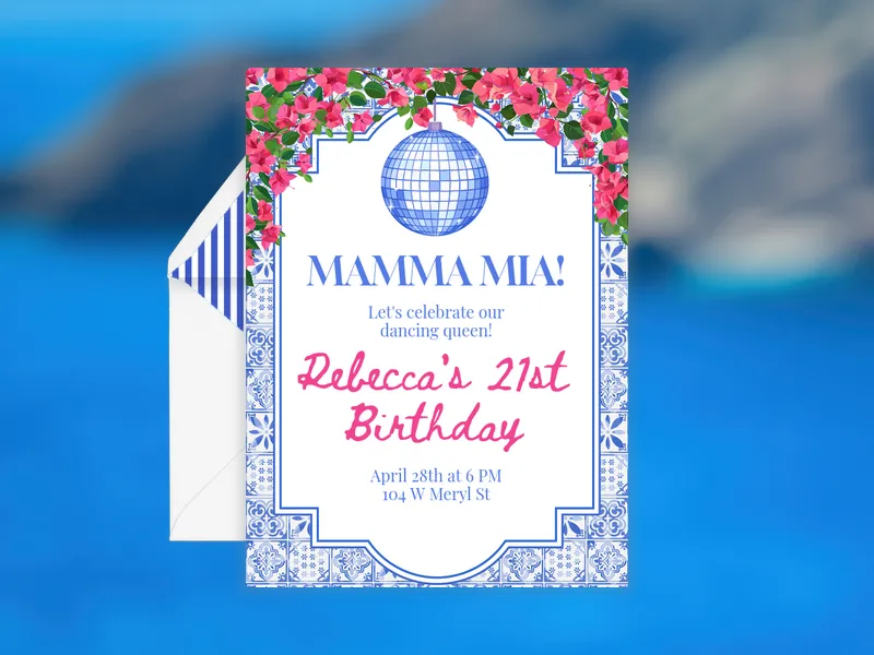 Santorini Disco Invitation premium template design