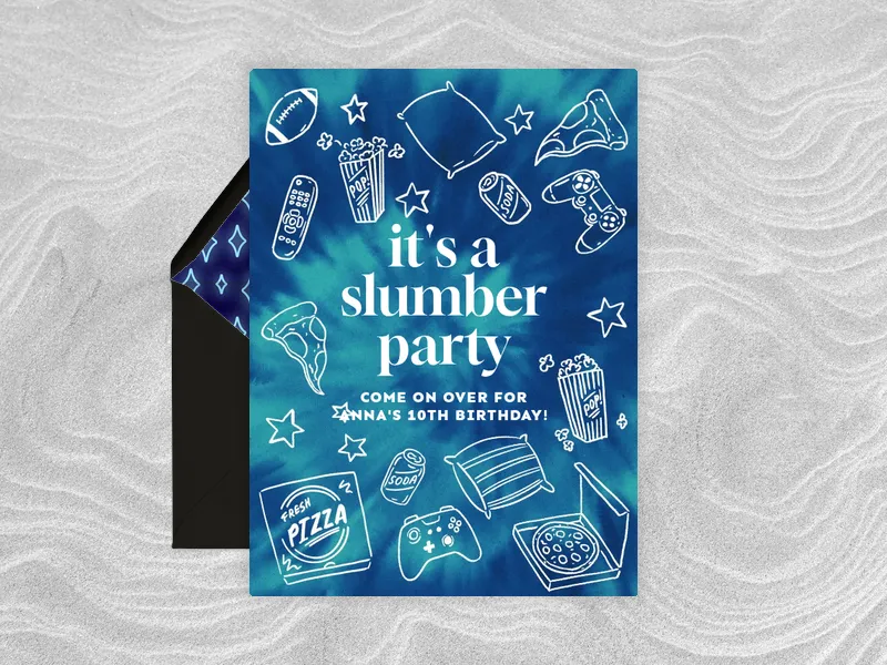 Slumber Party Supplies Invitation premium template design