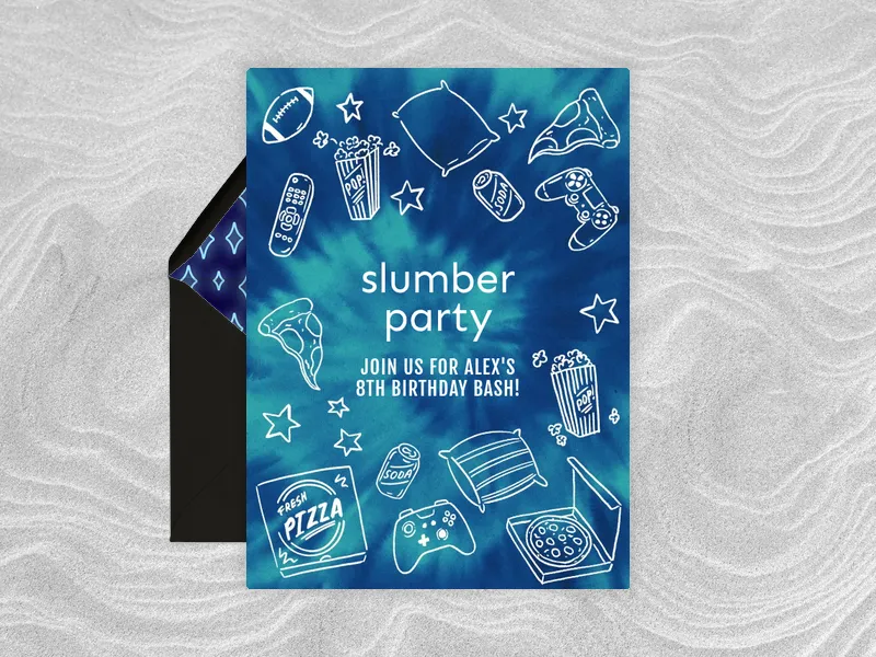 Slumber Party Supplies Invitation premium template design