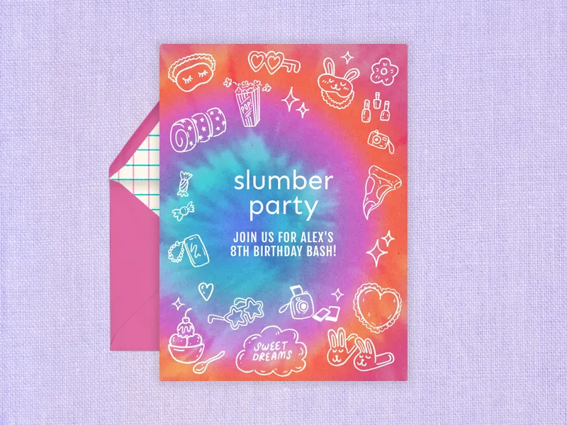 Slumber Party Supplies Invitation premium template design
