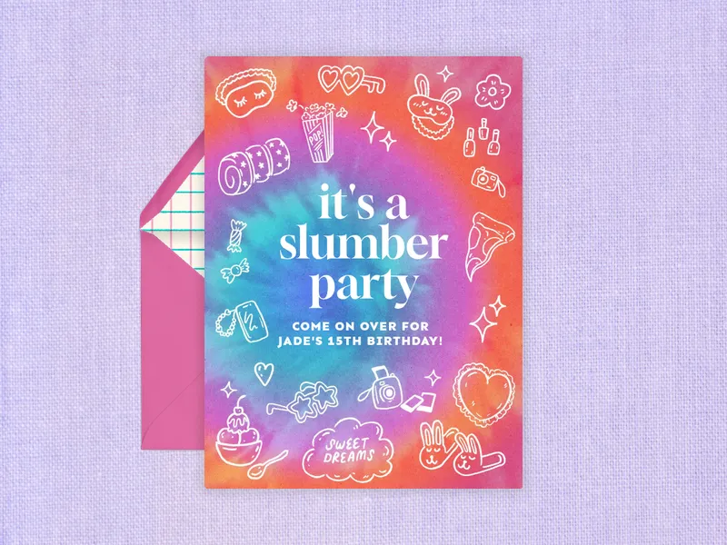 Slumber Party Supplies Invitation premium template design