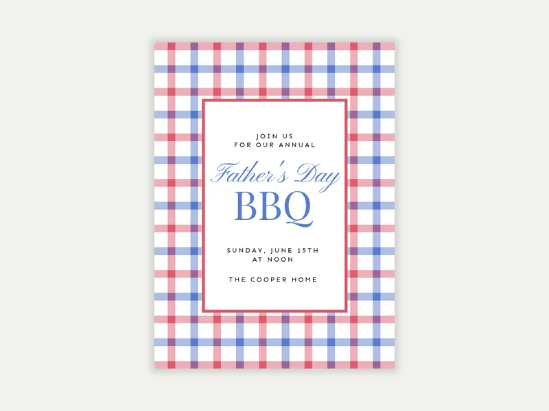 Red, White & Gingham Invitation free template design