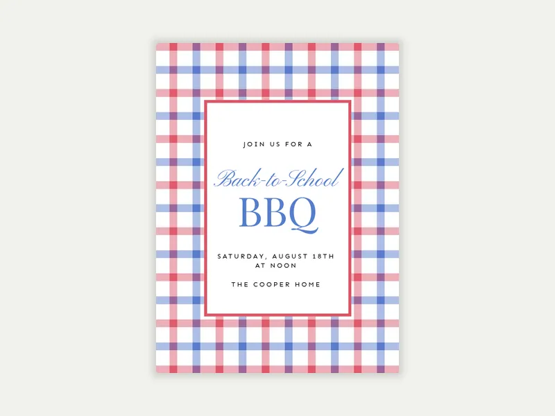 Red, White & Gingham Invitation free template design