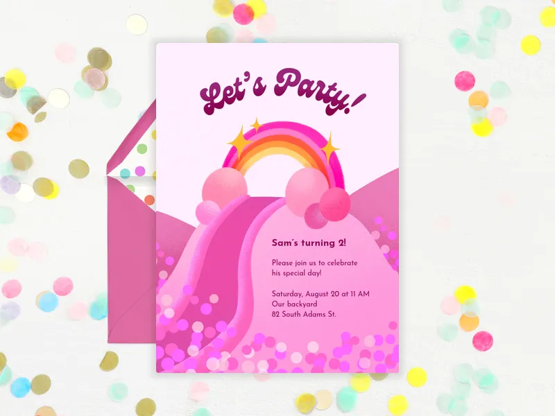 Rainbow Ball Pit Invitation premium template design
