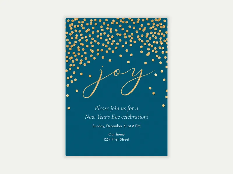 Gold Confetti Joy Invitation free template design