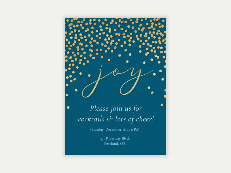 Gold Confetti Joy Invitation free template design
