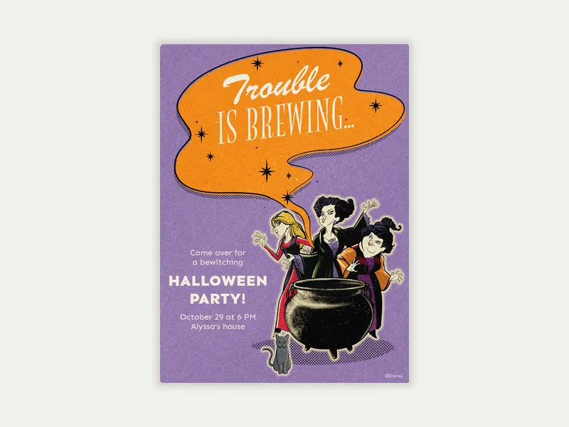 Disney’s Hocus Pocus: Retro Sandersons Invitation free template design