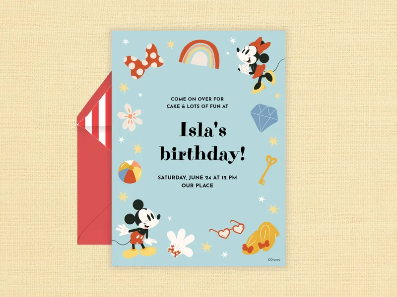 Disney’s Minnie Mouse & Minnie Mouse: Dream Team Invitation premium template design