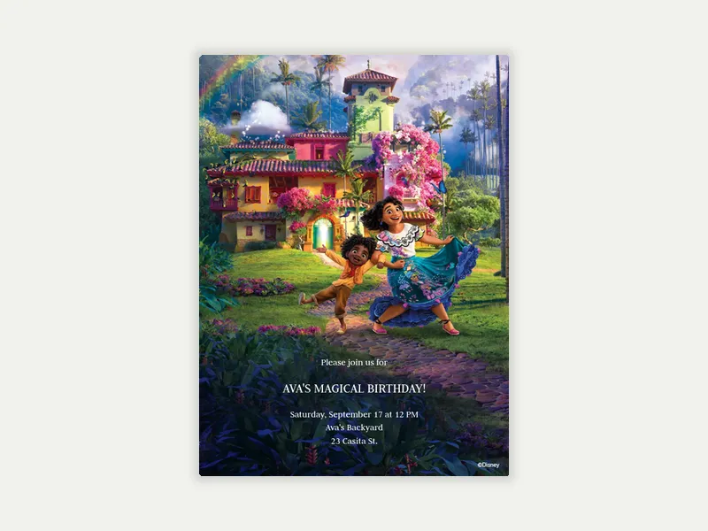 Disney’s Encanto: Mirabel & Antonio Invitation free template design